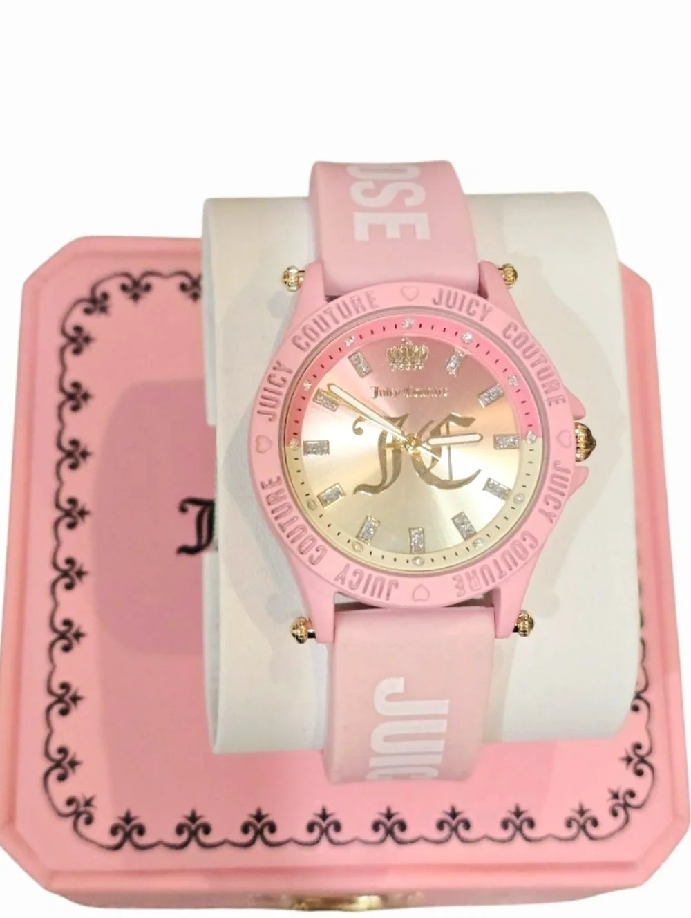 Juicy Couture Choose‎ Juicy Logo Accent Ombre Face Silicone Band Watch